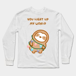 You Light Up My World Christmas Lights Sloth Long Sleeve T-Shirt